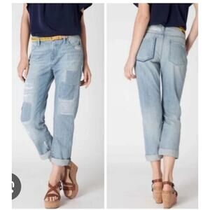 Anthropologie Holding Horses Denim Jean Boyfriend Patch Work Women's 27 / 4